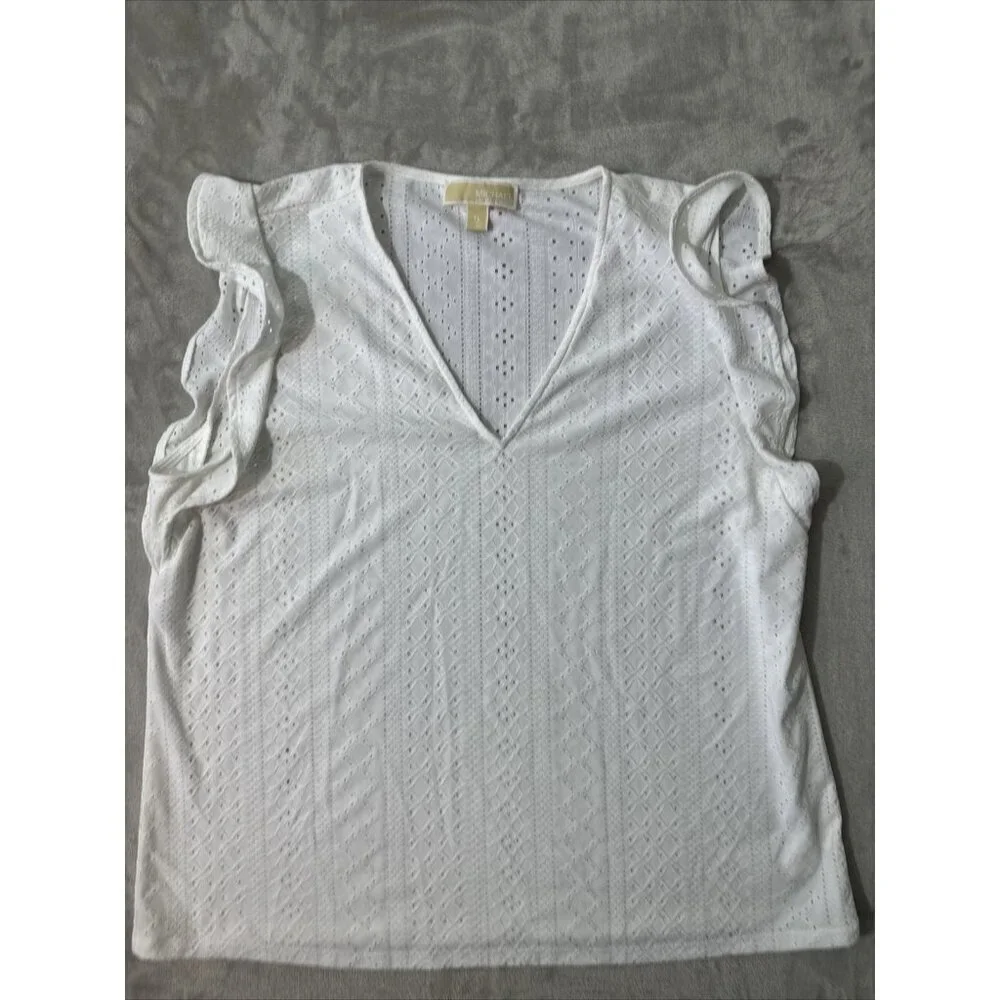 Women’s Michael Kors Blouse White V-Neck Size Xl